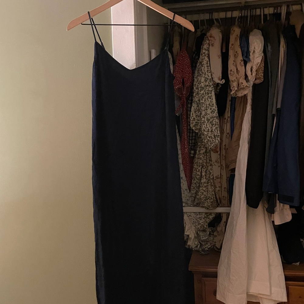 J. Crew Navy Slip Dress with Spaghetti Straps